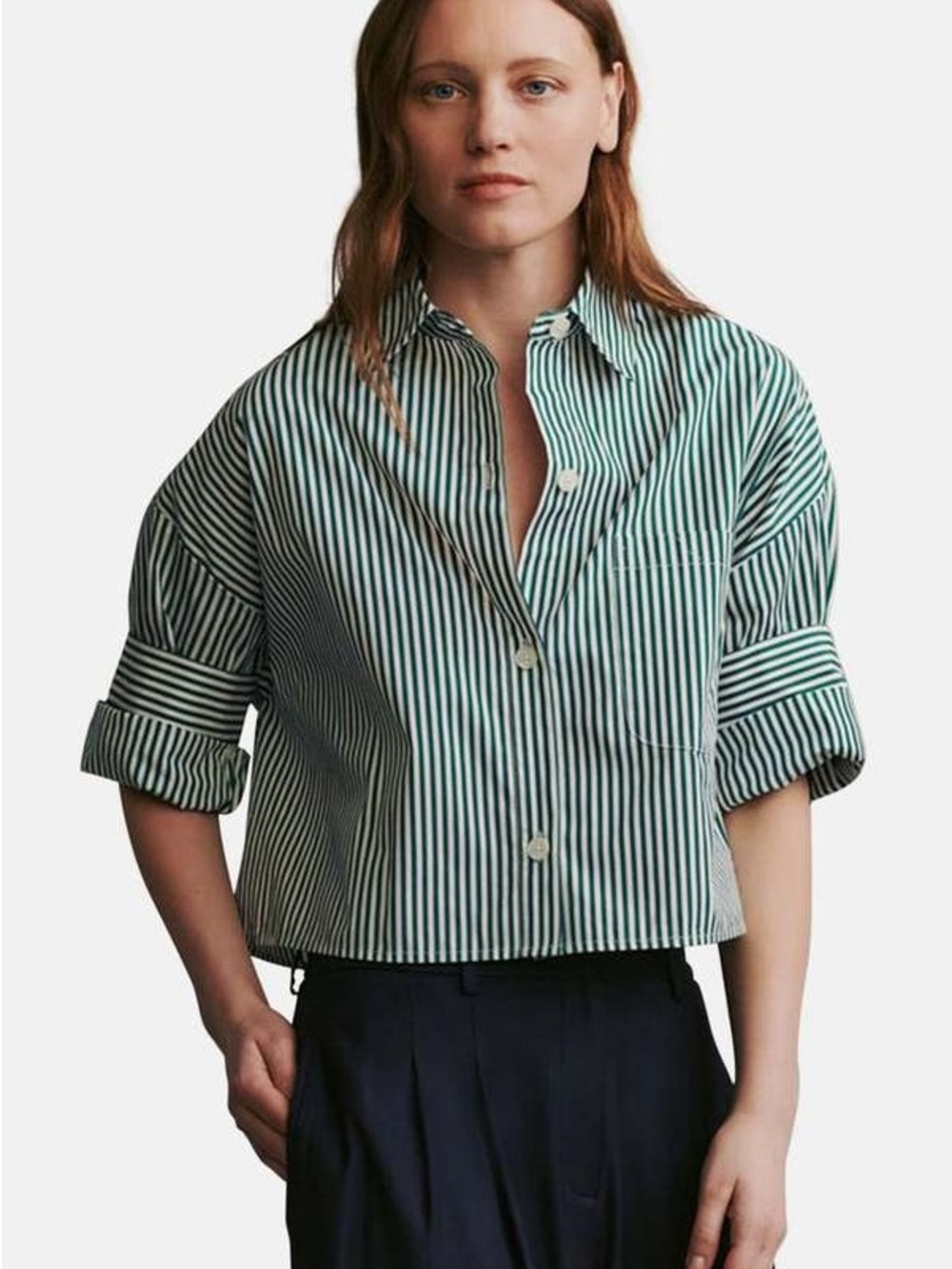 TWP NEXT EX SHIRT DOWNING AWNING STRIPE
WHITE/HUNTER GREEN shirt button down top
